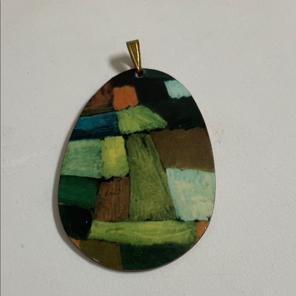 Source Unknown Jewelry - Source Unknown Multicolor Abstract Patchwork Pendant with Gold Bail